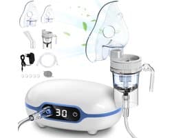 Elektrische inhalators Compressor Vernevelaar voor Volwassenen en Kinderen, Draagbaar Stil Inhalatieapparaat voor verkoudheid of astma met extra accessoires en lange buis Gezinsgebruik