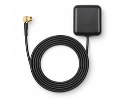 Boscer GPS Antenne - Geschikt voor Android Autoradio & Navigatie - SMA Aansluiting Haaks (90°) - Actieve GPS Ontvanger 28dB - 1,7 Meter Kabel - Zelfklevend - Zwart