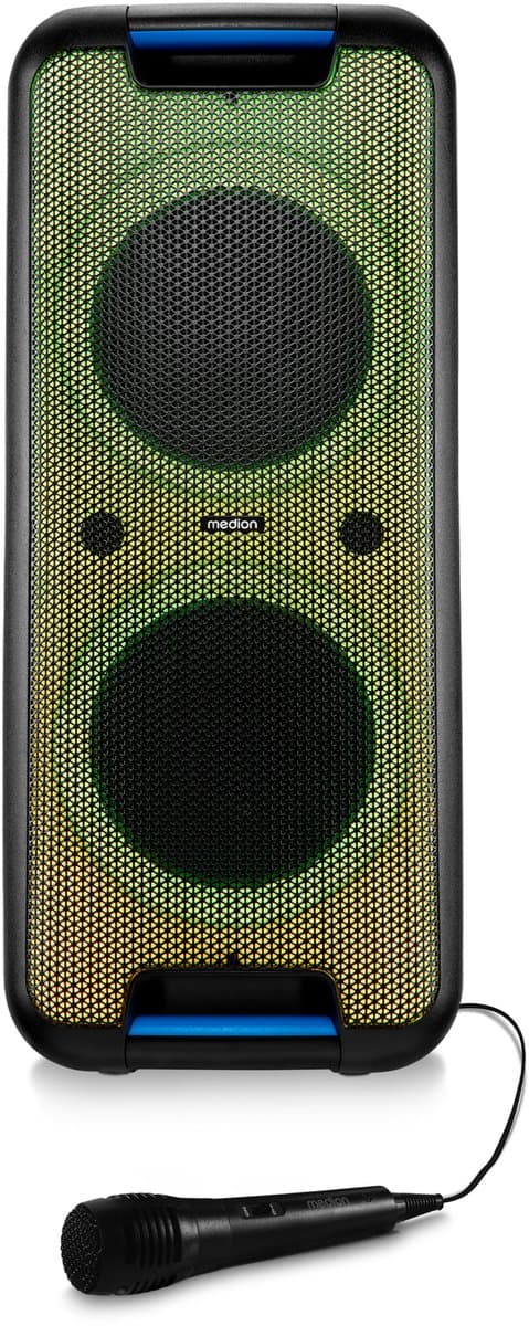 MEDION PX-1 Plus Partybox (accu, met microfoon, draagbare Bluetooth-luidspreker, muziekbox, lichteffecten, karaoke, 2 microfooningangen, AUX, USB) — afbeelding 1