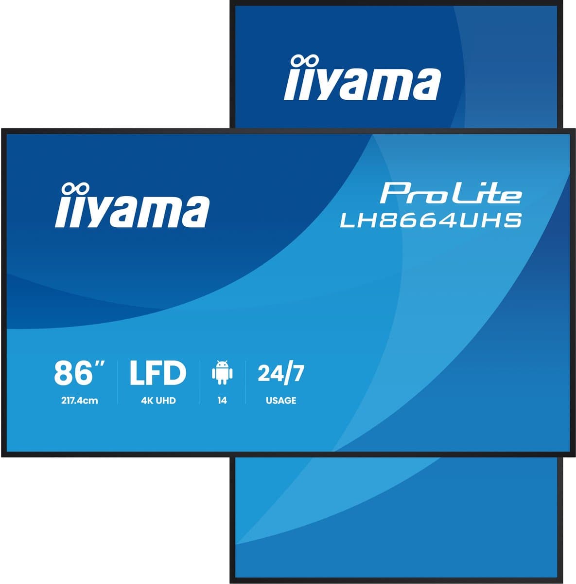 iiyama LH8664UHS-B3AG beeldkrant Digitale signage flatscreen 2,17 m (85.6") Wifi 500 cd/m² 4K Ultra HD Zwart Type processor Android 24/7 — afbeelding 1