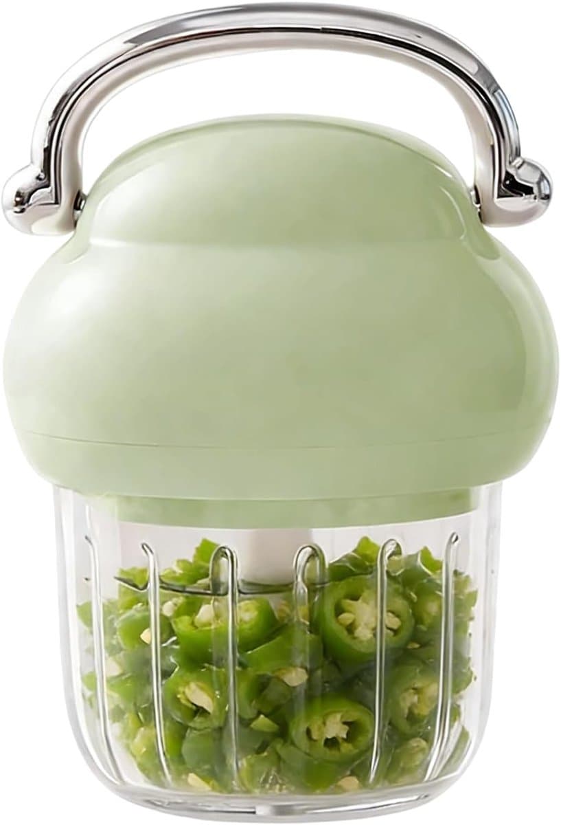 Elektrische Mini Hakker - Keukenmachine Oplader - Snel Ingrediënten Snijden - Oplaadbaar Met Handvat - 350ml Capaciteit - Groen — afbeelding 1