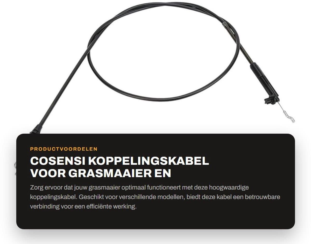 Dailygoods- Remkabel 147,32 cm - Geschikt voor Toro Maaier 20013/20014/20017 - Onderdeelnummer 104-8676 - Duurzaam materiaal - Betrouwbaar en praktisch - Kabel — afbeelding 1