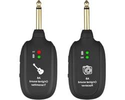 Draadloos Gitaarsysteem - Gitaar Zenderset - Muziek Optreden - UHF Real-time Audio - 50 m bereik - Zwart