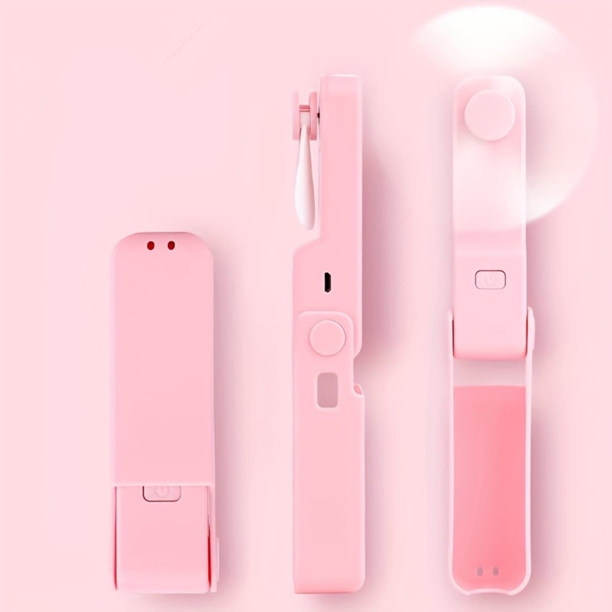 USB mini opvouwbare ventilator, zakformaat opvouwbare ventilator, handventilator, oplaadbare, krachtige opvouwbare mini-ventilator voor op het bureau (roze) — afbeelding 1