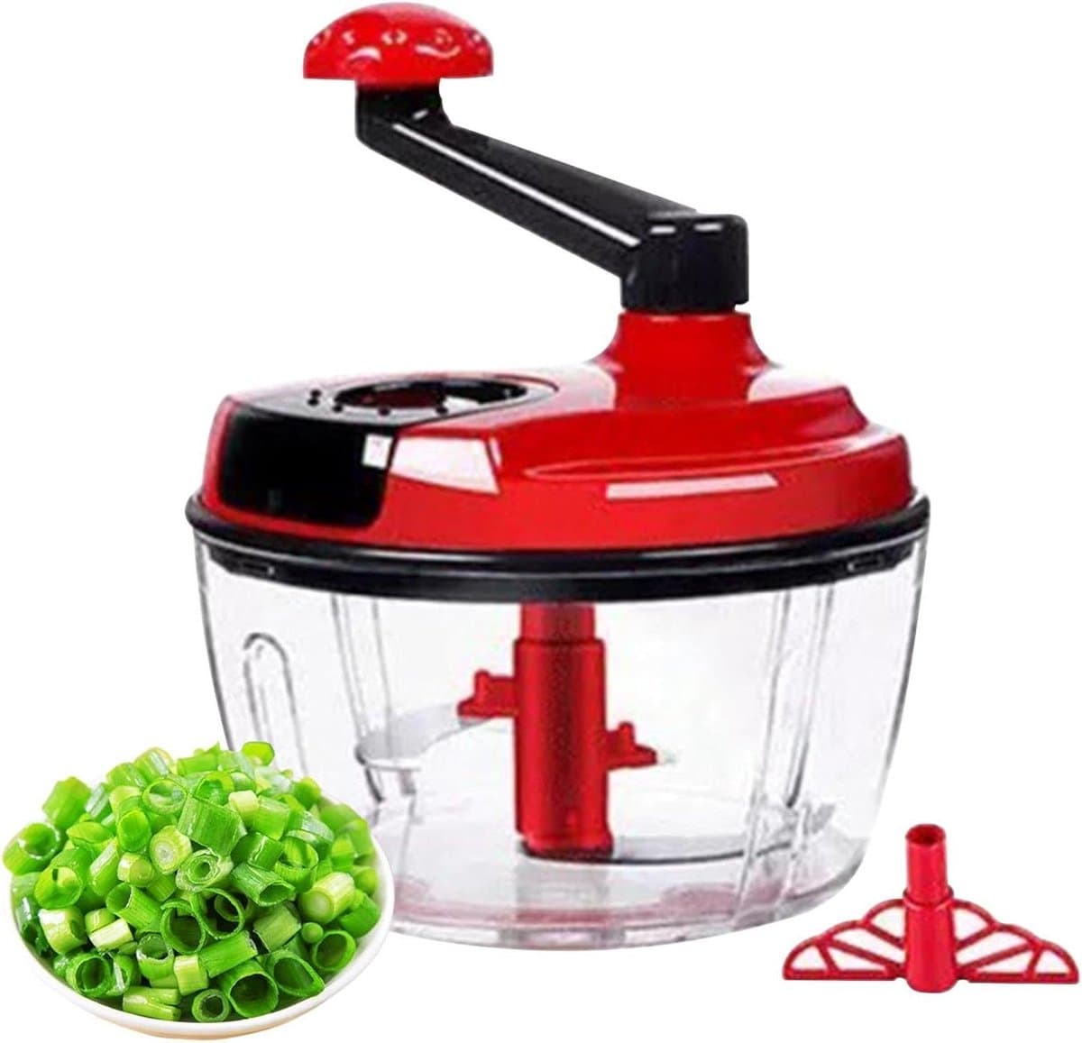 Handmatige Keukenrobot - Compacte Hulp - Snel Ingrediënten Snijden - Opvouwbare Handgreep - 18.5x18.5x2cm - Rood — afbeelding 1