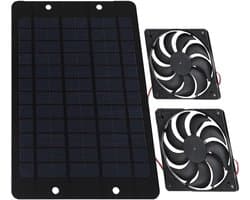 10W 12V 2A Zonneventilator, Dubbel Ontwerp, Waterdicht, Stille Warmteafvoer, Geschikt voor Kas & Kippenhok