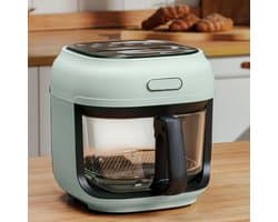 Verticale luchtfriteuse - Digitale oven - Gezond koken - Zichtbaar glas - 4 liter - Groen