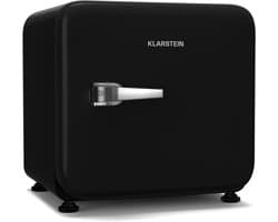 Klarstein Audrey Evo 45L minikoelkast - retro design, stil (40 dB), compressor, verstelbare pootjes, omkeerbare deur, kleine koelkast voor slaapkamers en kantoren, zwart