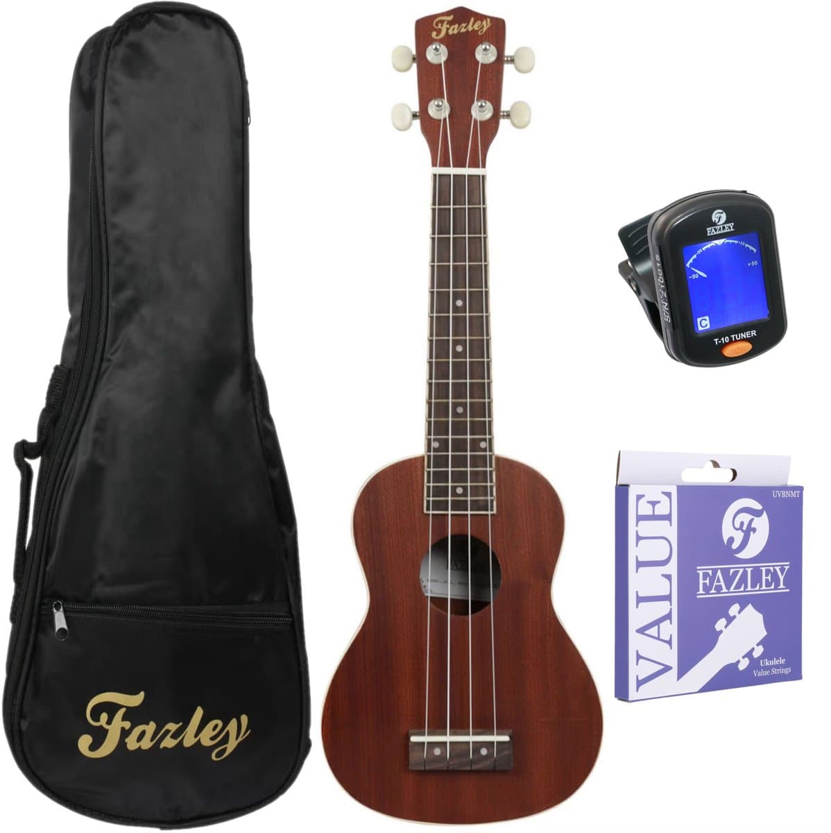 Sopraan Ukulele - Complete Starterset - Voor Beginners - Sapele Body - Incl. Hoes, Tuner, Draagriem, Schoonmaakdoek & Standaard - Naturel — afbeelding 1