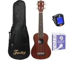 Sopraan Ukulele - Complete Starterset - Voor Beginners - Sapele Body - Incl. Hoes, Tuner, Draagriem, Schoonmaakdoek & Standaard - Naturel