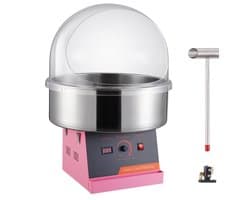 Suikerspinmachine - Commercieel elektrisch tafelmodel - 1000 W - RVS kom - Met deksel - Inclusief suikerlepel - Voor kinderfeestjes en evenementen - Roze