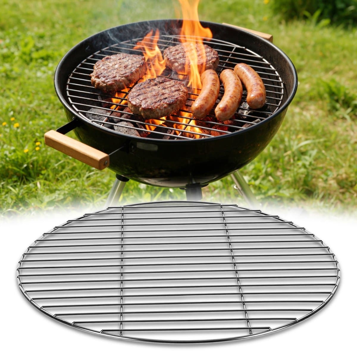 Grillrooster Rond - Barbecue Rooster - Buiten Grillen - Roestvrij Staal 304 - Ø 55 cm - Zilver — afbeelding 1