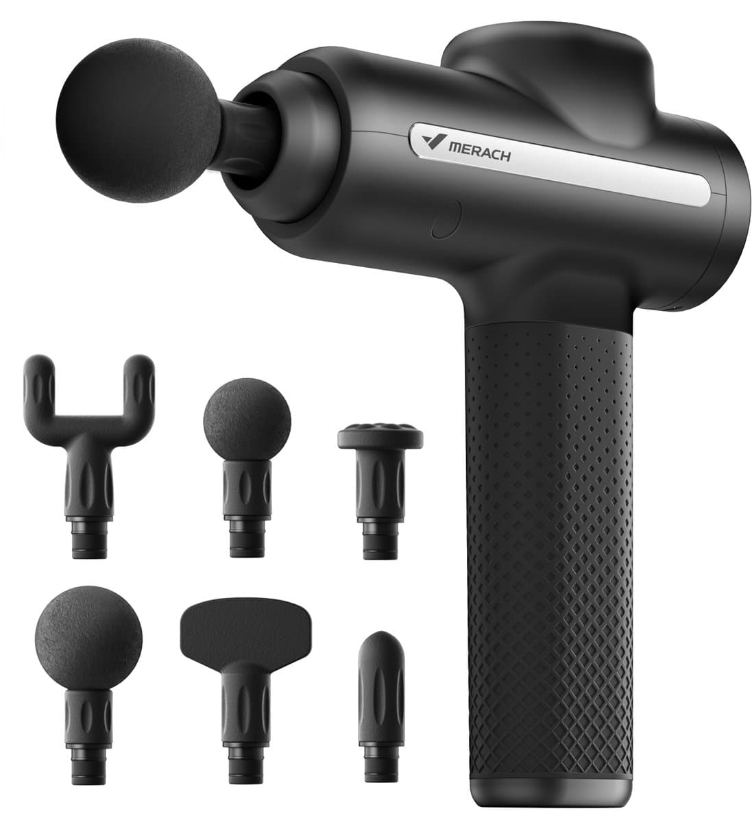 MERACH Massageapparaat - Borstelloze motor krachtige massagepistool met 6 opzetstukken - 5 standen, Compleet spierontspanningsset voor diepe weefselmassage - 4 uur batterijduur, automatische stop - massagegun voor lichaam, rug & schouders — afbeelding 1