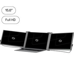 Screenmate® Expand Portable Monitor 15,6” - Portable Monitor Full HD + HDR - Draagbare Monitor met Beschermhoes - Extra Scherm Laptop - Draagbaar Beeldscherm - Grijs