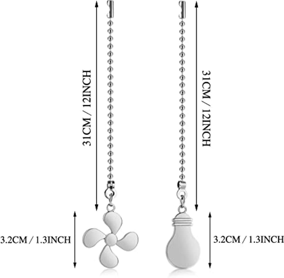 2 Stuks Plafond Ventilator Trekketting - Zilver — afbeelding 1