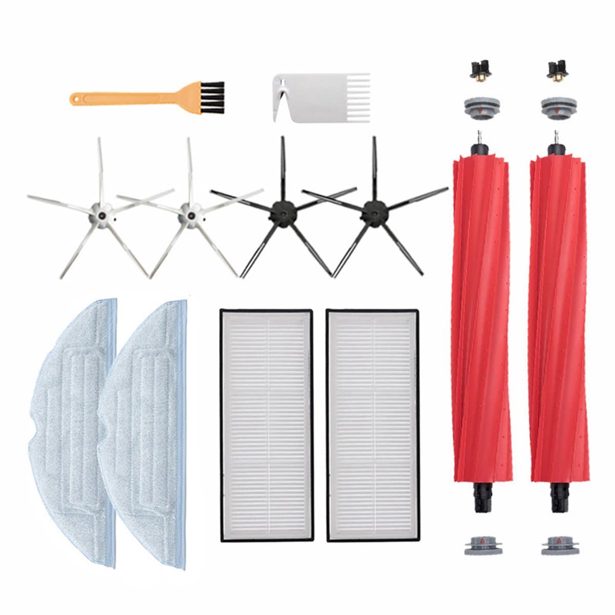 Accessoires voor Roborock S7, S7 Plus, S7 Maxv, S7 MaxV Plus, S7 MaxV Ultra, T7+, 16 stuks vervangende onderdelen voor Roborock S7 zuigstation, 4 doekjes, 4 filters, 4 zijborstels, 2 rollenborstels, 2 gereedschappen — afbeelding 1