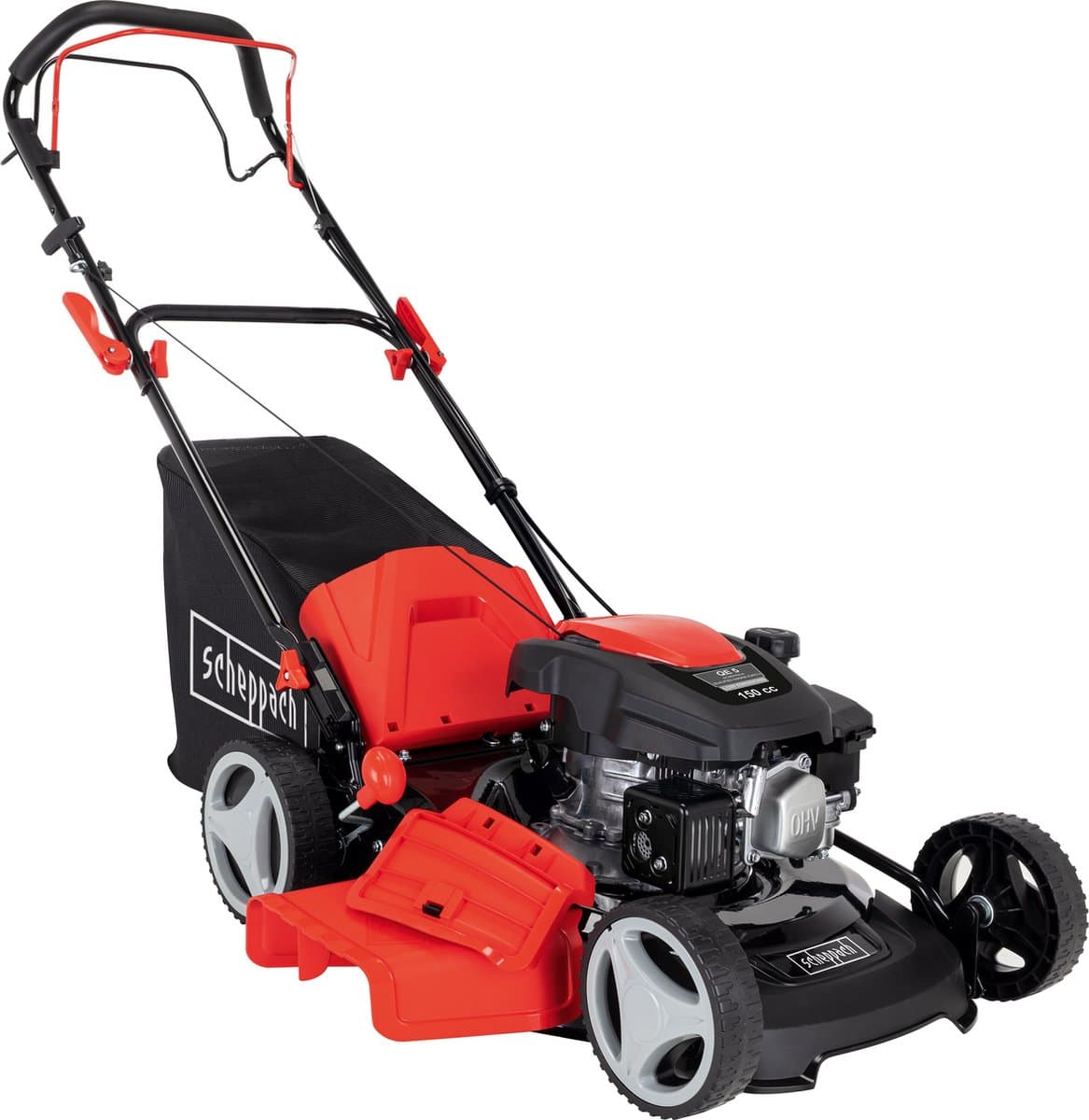 Scheppach Grasmaaier Benzine MS161-46 - Zelfrijdend - Mulchfunctie - 46cm maaibreedte - 4-takt - 150cc - 3,5pk - Voor tuinen tot 1000m² - met 55L opvangbak — afbeelding 1