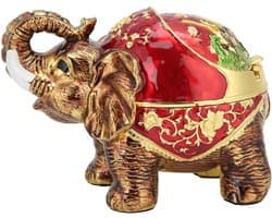 Winddichte Asbak met Deksel Vintage Olifant Sigaretten Asbak voor Buitenshuis Binnen Metalen Rokende Asbak Cadeau voor Mannen Vrouwen(Goud Rood)
