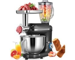 Keukenmachine - Mixer Blender - Bakken en Koken - 3-in-1 Multifunctioneel - 7 Liter Kom - Zwart