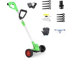 Elektrische Grasmaaier - Draadloze Grastrimmer - Kleine Tuin Onderhoud - 3 Versnellingen - 2 cm Snijbreedte - Zwart