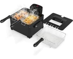 Elektrische Friteuse - Vetvrije Frituurpan - Thuis Frituren - Dubbele Olie Mand - 5 Liter - Zwart