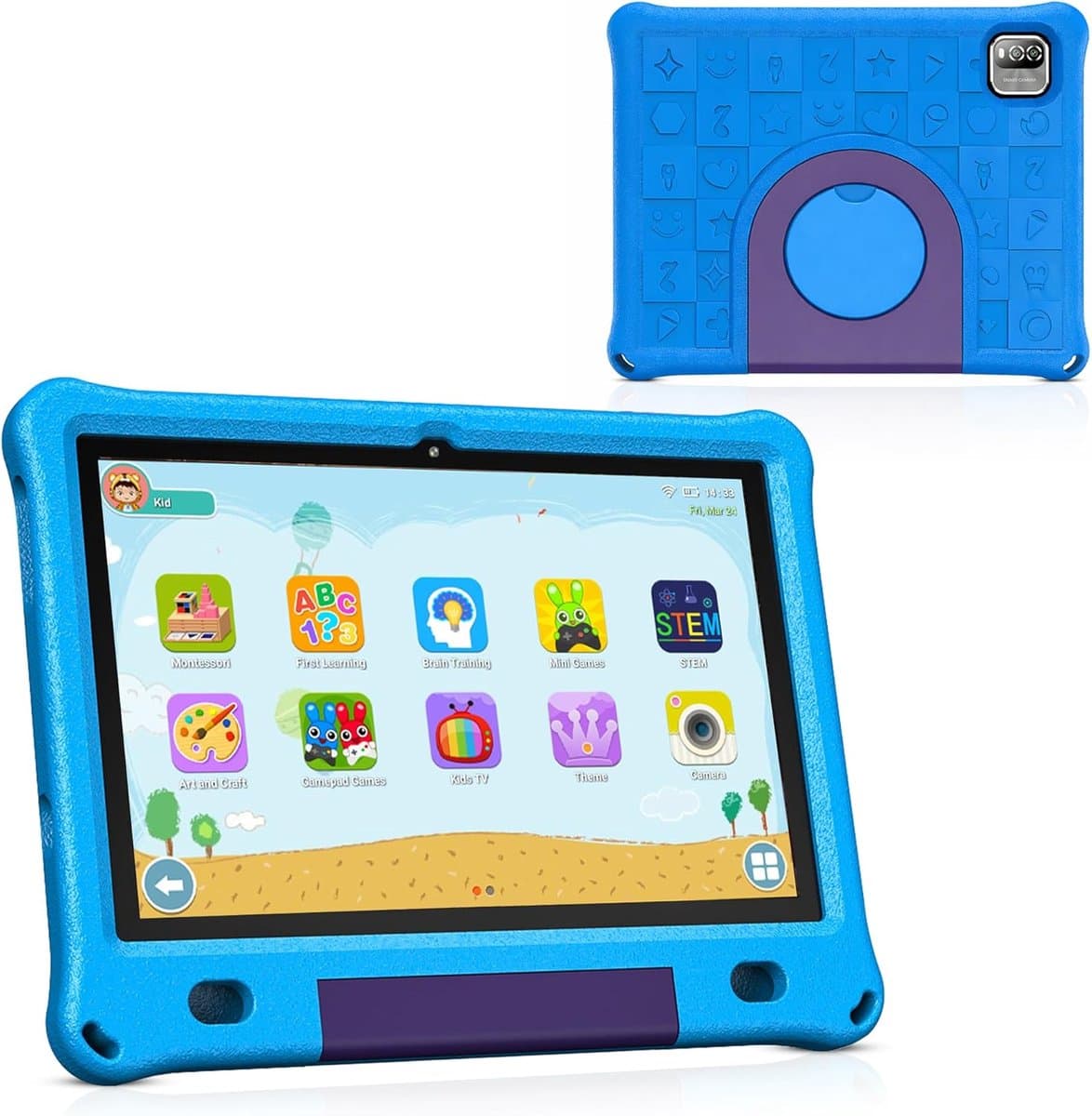 SnelShoppen - Kinder Tablet 10 inch - Android 15 - 64GB - Inclusief Hoes - Kindvriendelijke Tablet met Ouderlijk Toezicht - Ideaal voor Kinderen - WiF — afbeelding 1
