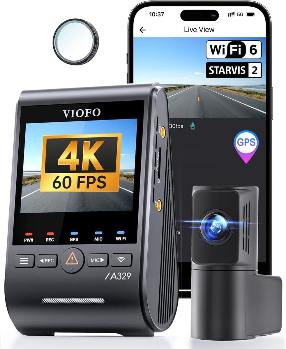 Dashcam voor auto - Zwart - 4K + 2K Dual Camera - Met Nachtzicht en Wi-Fi 6 - Voor Maximale Veiligheid en Parkeermodus — afbeelding 1