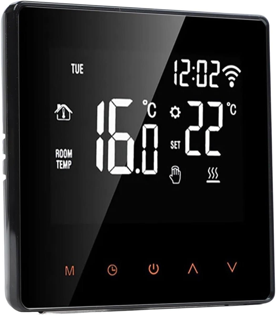 Slimme Thermostaat - Programmeerthermostaat Vloerverwarming - Comfort Vergroten - Spraakbesturing Compatibel - 10 x 10 x 6 cm - Zwart — afbeelding 1