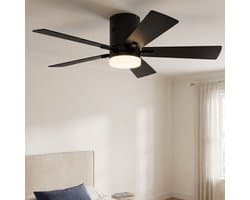 Plafondventilator met lamp - Diameter 106.6 cm - 6 snelheden & 3 kleuren - omkeerbare motor en stil - modern - Zwart