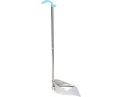 Stofblik met Lange Steel - Stoffer en Blik Vuilnisblik - Efficiënte Reiniging - Naadloze Aansluiting Vloer - 85x28CM - Zilver