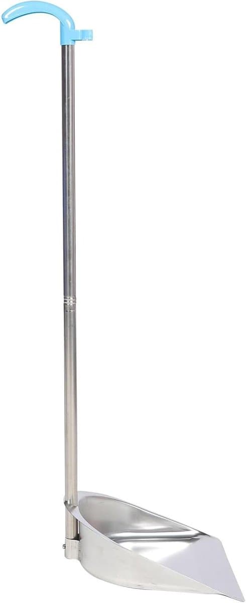 Stofblik met Lange Steel - Stoffer en Blik Vuilnisblik - Efficiënte Reiniging - Naadloze Aansluiting Vloer - 85x28CM - Zilver — afbeelding 1