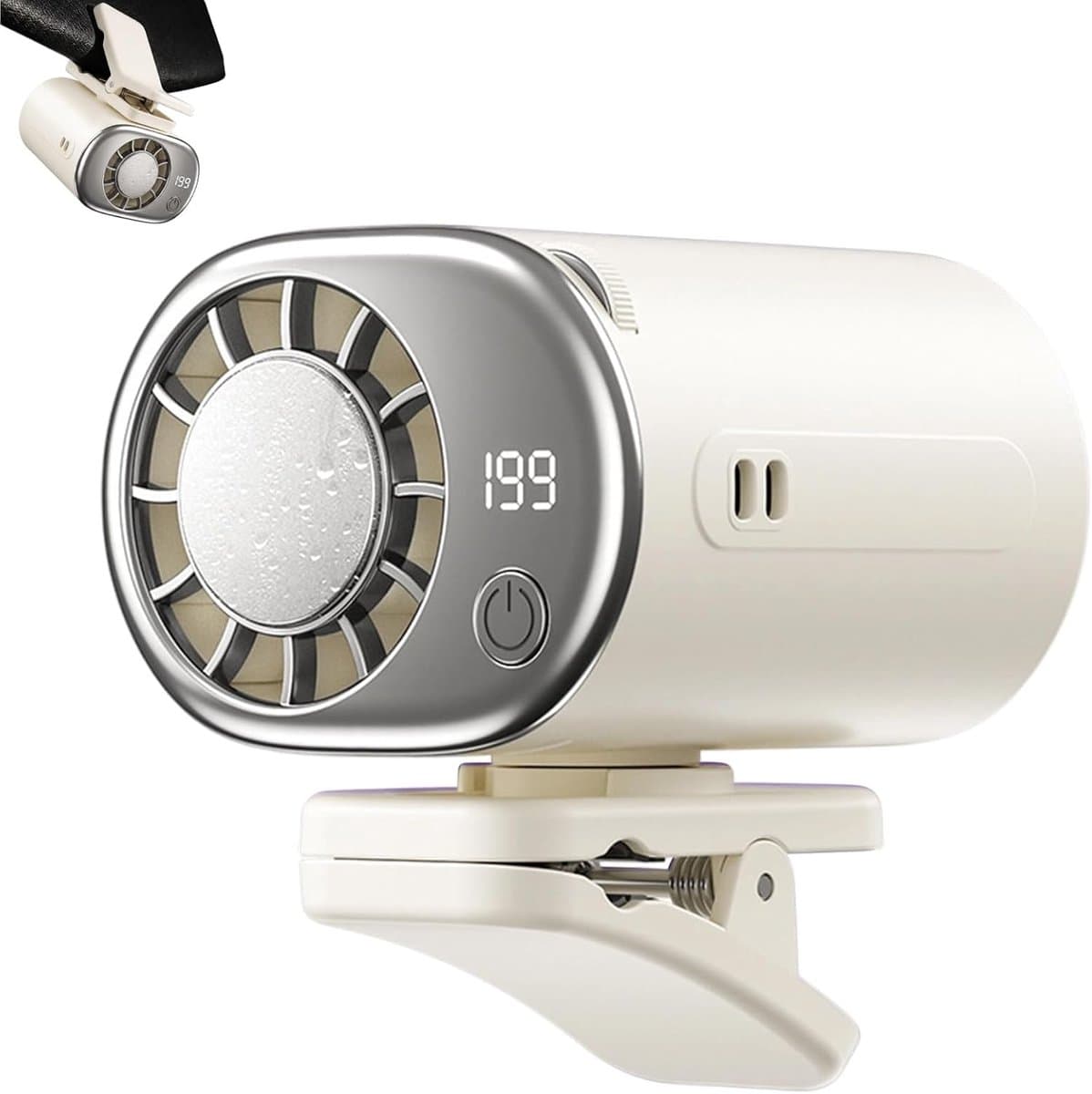 LISM - Autoventilator met display, draagbaar mini-koelsysteem Geschikt voor in de auto, handsfree autoventilator, 360° draaibare draagbare mini-ventilator (199 snelheden), werkingstype — afbeelding 1