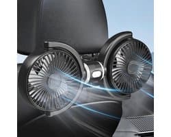 LISM - Autoventilator met dubbele kop, draagbare USB-autoventilator, drie instelbare snelheden, 360° draaibaar, Geschikt voor kinderen, huisdieren en SUV's.