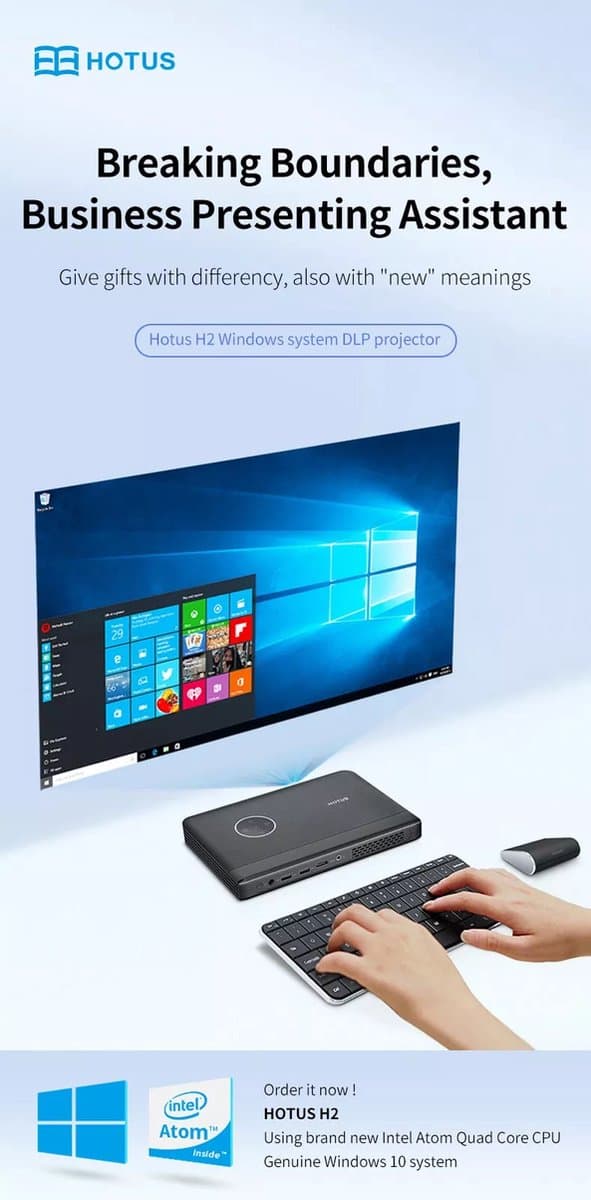 Viatel Smart Portable Business Office Home Windows Systeem Draadloze Wifi Bluetooth Projector — afbeelding 1