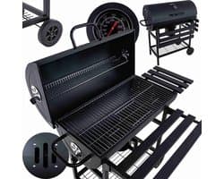 GEKO Barbecue met Thermometer - Vatenmodel - Opvouwbare Planken - Zwart - 71x45 cm Grillrooster