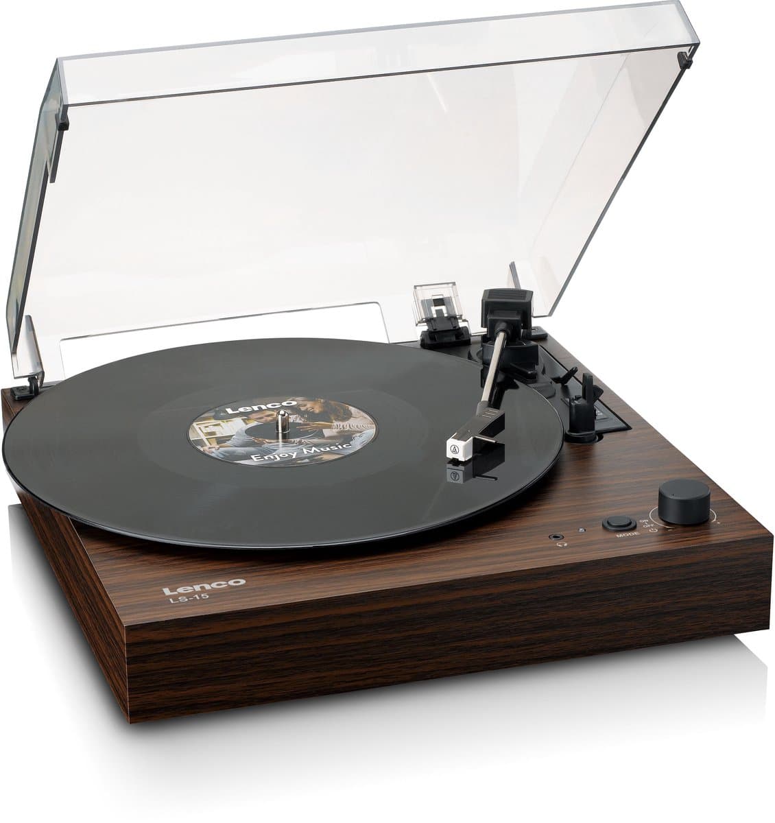 Lenco Platenspeler met Bluetooth - Twee ingebouwde Speakers en AT3600L Cartridge - LS-15WD - Hout — afbeelding 1