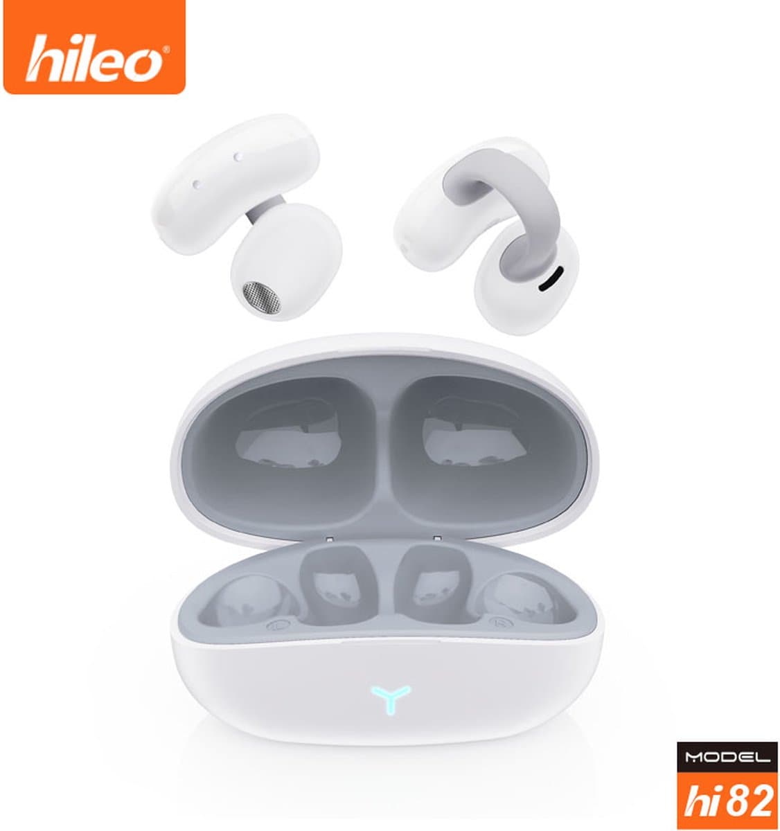 hileo hi82 - Draadloze Oordopjes met Oplaadcase – Wit - Ear clip Air Conduction - Sport - Open-Ear - Bluetooth V5.3 – Draadloze oortjes – Geschikt voor IOS/Android — afbeelding 1