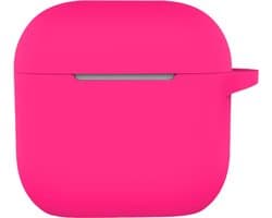 Hoesje - Geschikt voor Apple AirPods 5 - met Clip - Siliconen Hoes - Silicone Case Cover - Roze