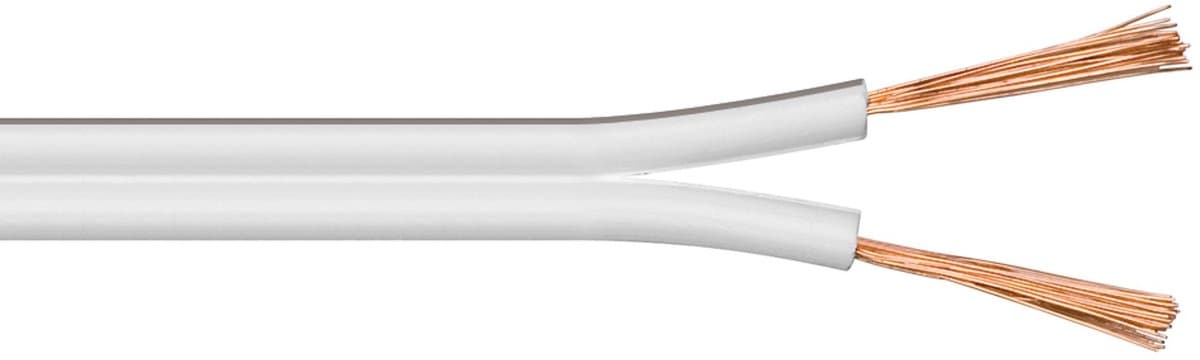 Goobay Luidsprekerkabel 25 m wit, 2 x 1,5 mm² CCA-geleider met polariteitsmarkering, flexibele PVC-mantel, voor hifi-systemen en luidsprekers — afbeelding 1