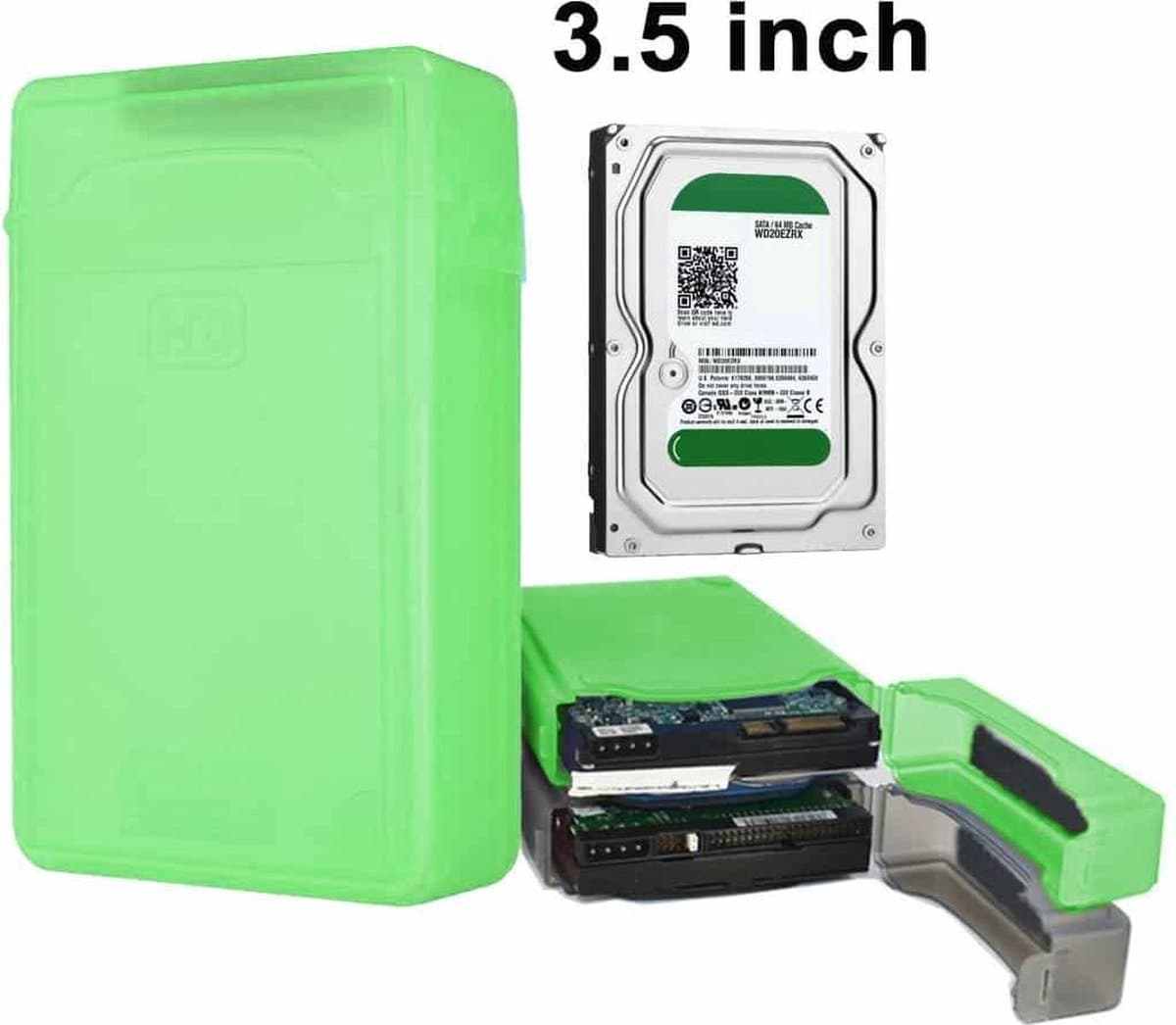 Let op type!! Bescherm hoesje voor 3.5 inch HDD harde schijf (groen) — afbeelding 1