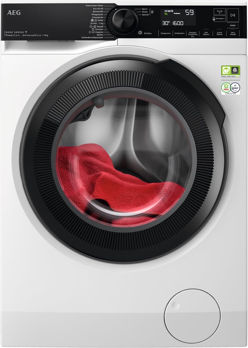 AEG Serie 9000 LR9W80600 wasmachine Voorlader 10 kg 1600 RPM Wit — afbeelding 1