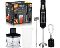 RAF - Staafmixer Set - 5-in-1 - Hand Blender - Elektrische Handmixer - Klopper - Staafmixer - BPA-vrij - Extreem Krachtig - Hakmolen - Garde - Maatbeker - Mengstaaf - Ook voor IJsklontjes - Complete Set - Melkopschuimer - Foodprocessor