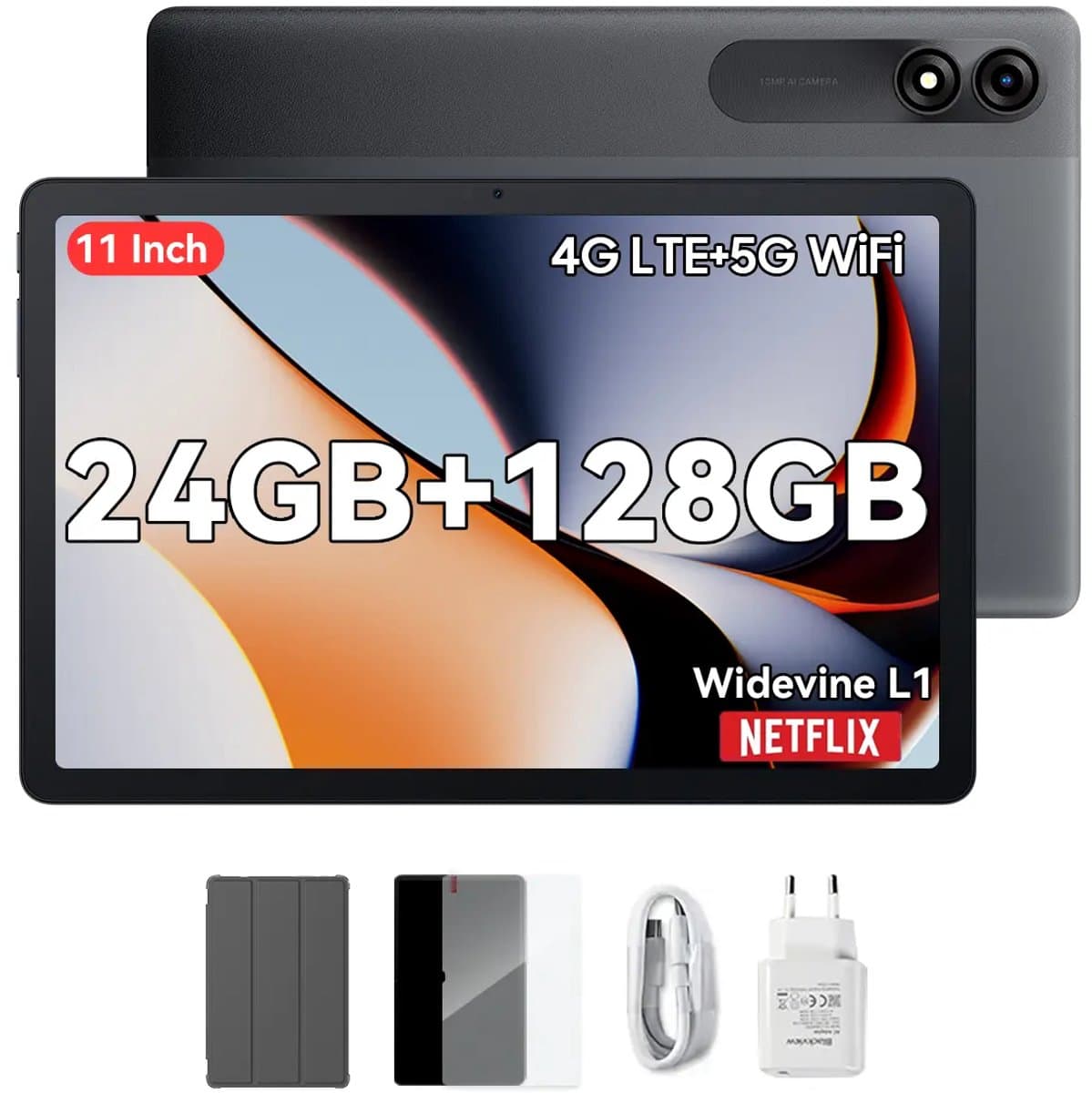 Blackview Tab 90 Tablet PC - 11 inch - 24GB+128GB - 4G LTE+5G WiFi - 8200mAh Accu - Octa Core - Android 14 - Grijs — afbeelding 1