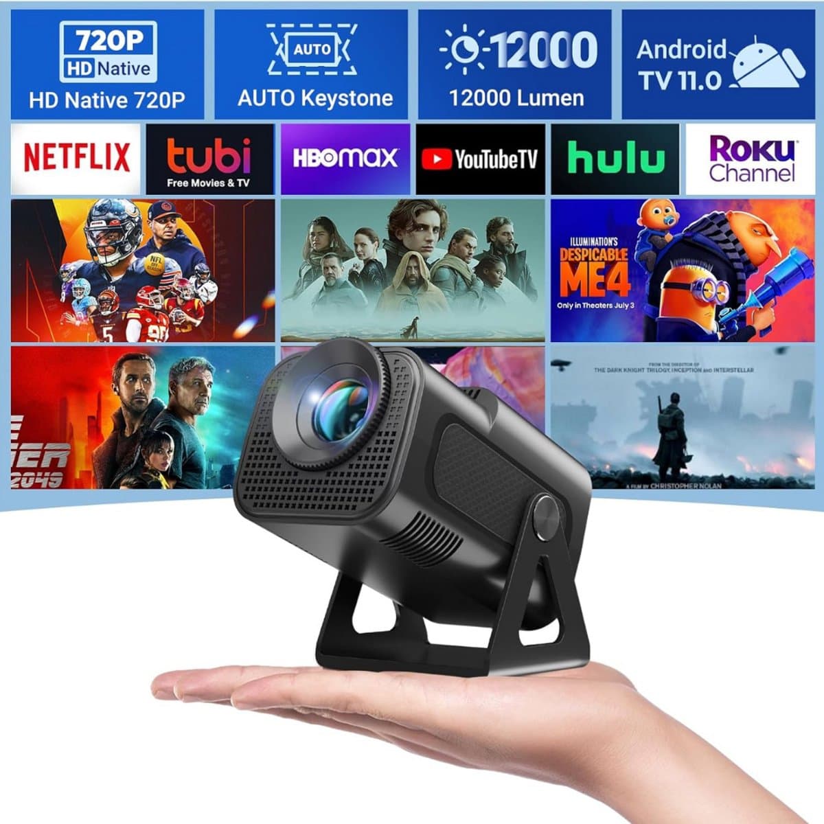 Mini beamer - Projector - Beamerscherm - Projectiescherm - Outdoor & Indoor Projector - — afbeelding 1
