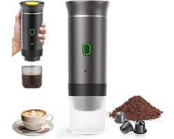 Draagbare reis espressomachine - 12V oplaadbare espressomachinemet voor kamperen en auto - Amerikaanse Italiaanse geconcentreerde elektrische kleine draadloze verwarming - Grijs
