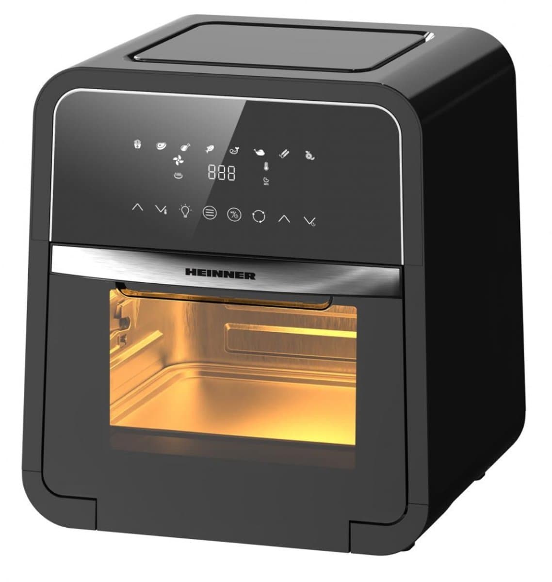 Heinner Heteluchtfriteuse – 2000W – 12L Capaciteit – Ovenfunctie – Digitaal Touchdisplay – Timer 60 min – Dehydrateren 24u – 8 Programma’s – Rotisserie – Zwart — afbeelding 1