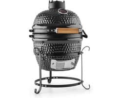Kamado Grill - Keramische Houtskoolgrill met Deksel en Thermometer - Zwart