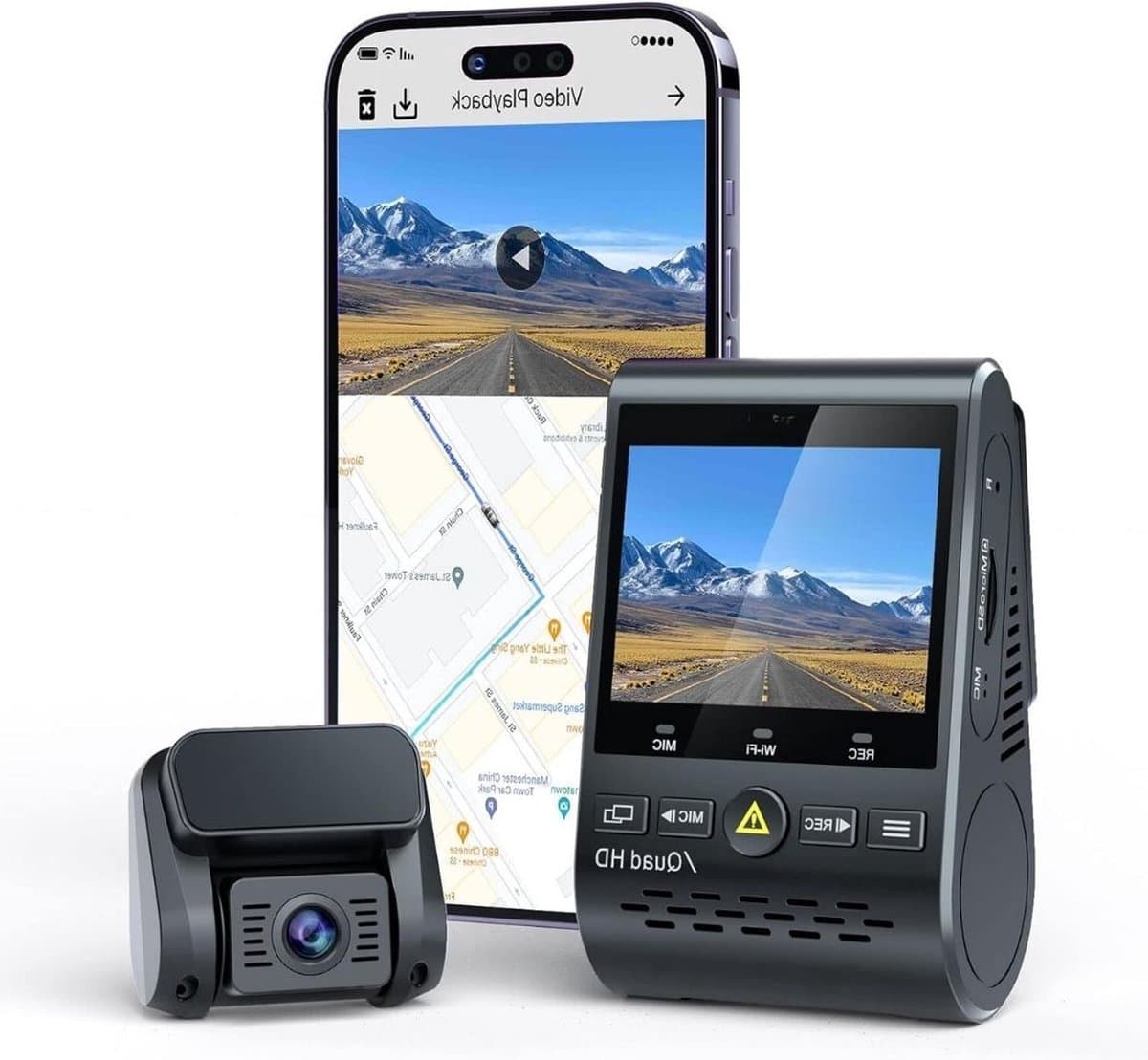 Thuys – Dual Dashcam – Voor Auto 1080p – Voor en Achter Camera – Auto Camera – G-Sensor – App Bediening – Parkeermodus — afbeelding 1