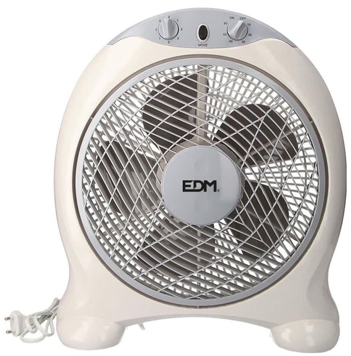 EDM Vloerventilator met Timer - Ø30,5cm - Tafelventilator - 3 Snelheden - Compact & Krachtig - 45W - 38,5 x 13 x 46 cm - Wit/Grijs — afbeelding 1
