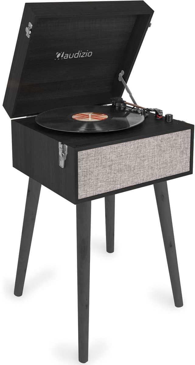 Platenspeler op poten - Audizio Fremont - Retro platenspeler met meubel - Met Bluetooth - zwart — afbeelding 1